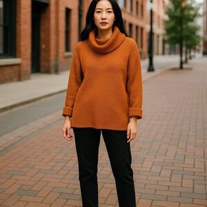 Pilcro‎ Anthropologie Sweater Women's XS Orange Cowl Neck Knit Oversized